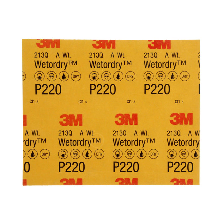 3M Wetordry Abrasive Sheet, 02043, P220, 9 in x 11 in, 50 sheets per
carton