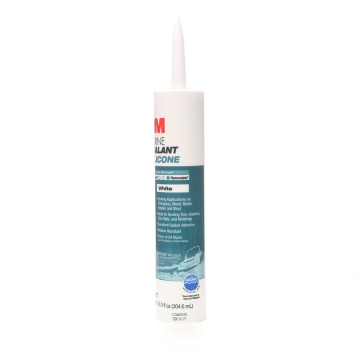 3M Marine Grade Silicone Sealant, PN08027, White, 304 mL Cartridge