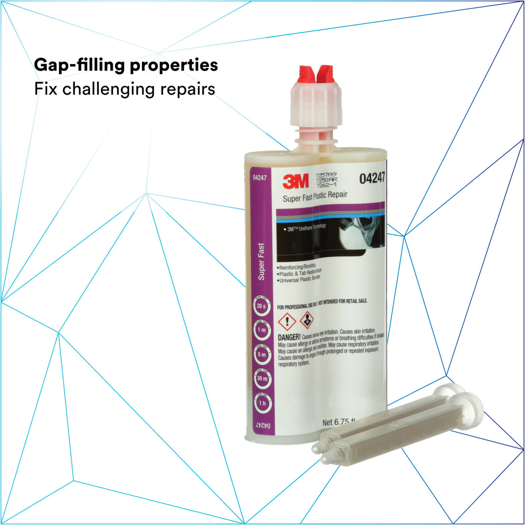 3M Super Fast Plastic Repair, 04247, Clear, 200 mL Cartridge, 6 percase