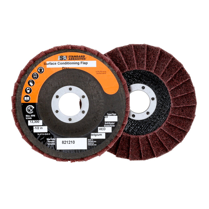 Standard Abrasives Surface Conditioning Flap Disc, 821210, 4-1/2 in x7/8 in MED