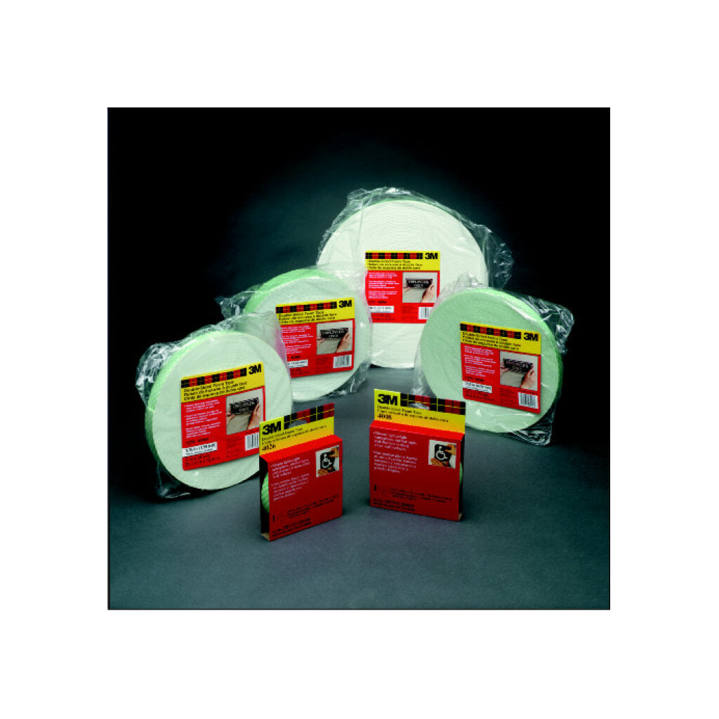 3M Double Coated Urethane Foam Tape 4004, Off White, 1/2 in x 18 yd,250 mil