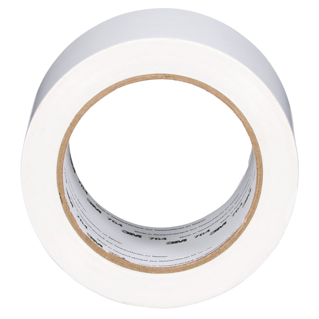 3M General Purpose Vinyl Tape 764, White, 3 in x 36 yd, 5 mil, 12 Roll/Case