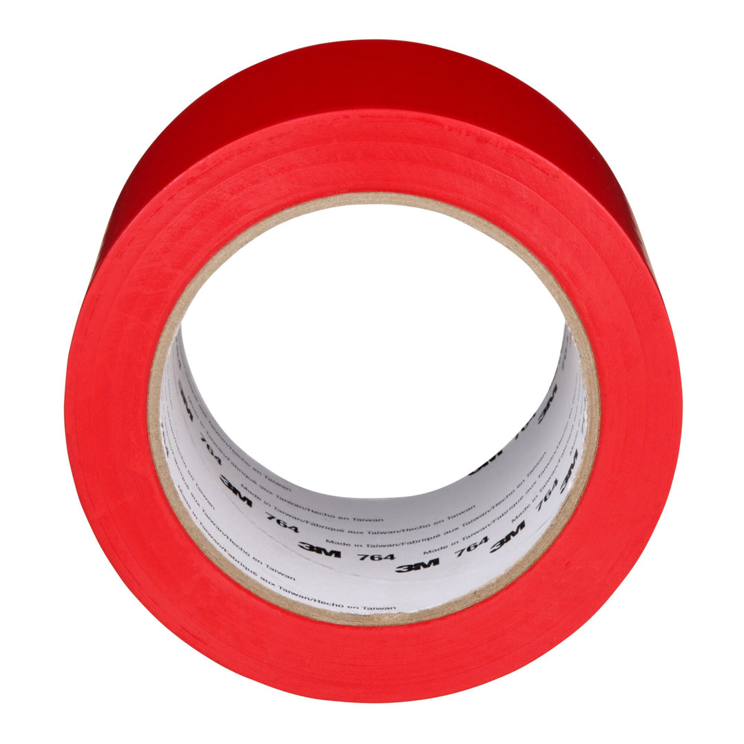 3M General Purpose Vinyl Tape 764, Red, 3 in x 36 yd, 5 mil, 12 Roll/Case