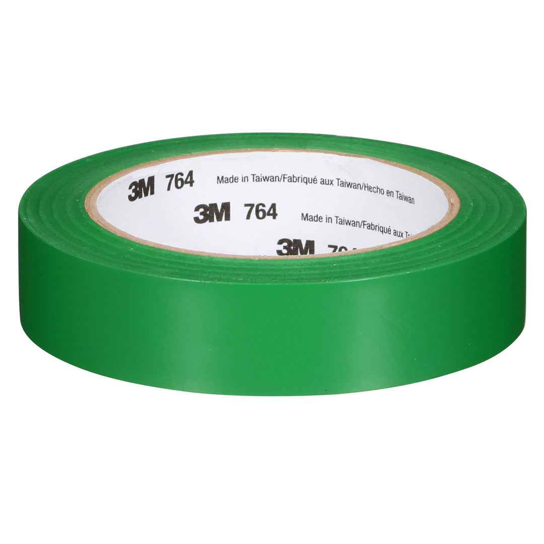 3M General Purpose Vinyl Tape 764, Green, 1 in x 36 yd, 5 mil, 36 Roll/Case