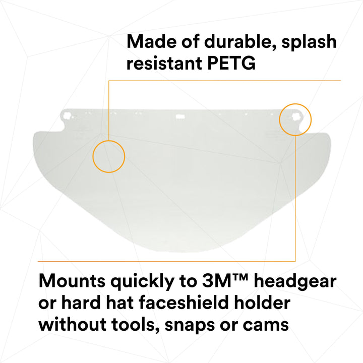 3M Wide Clear PETG Faceshield WE96X 82581-00000, Flat Stock