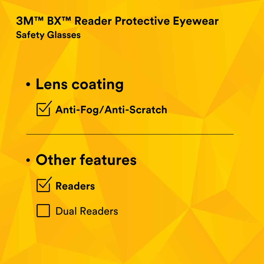 3M BX Reader Protective Eyewear 11376-00000-20, Clear Lens, SilverFrame