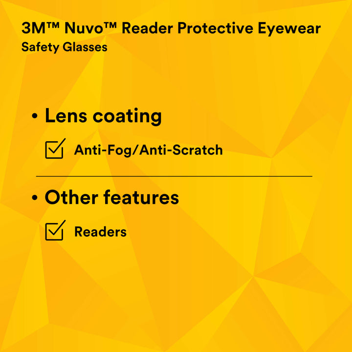 3M Nuvo Reader Protective Eyewear 11500-00000-20 Gray Lens, GrayFrame
