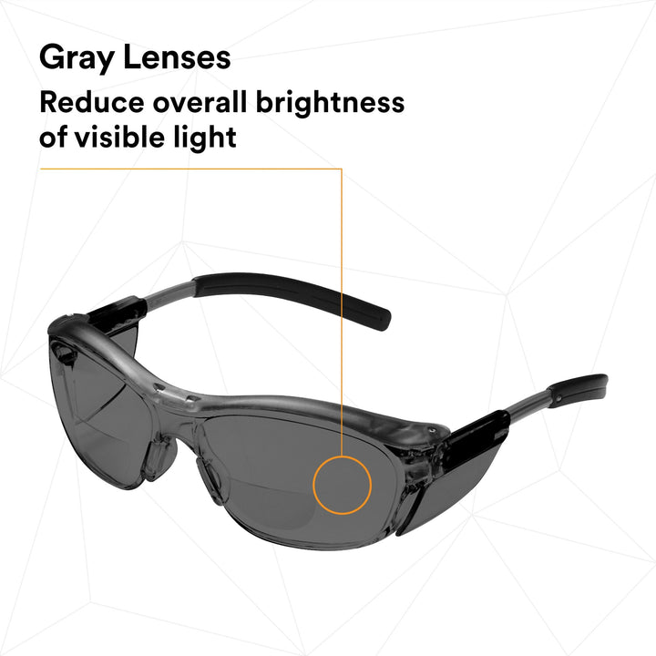 3M Nuvo Reader Protective Eyewear 11501-00000-20 Gray Lens, GrayFrame