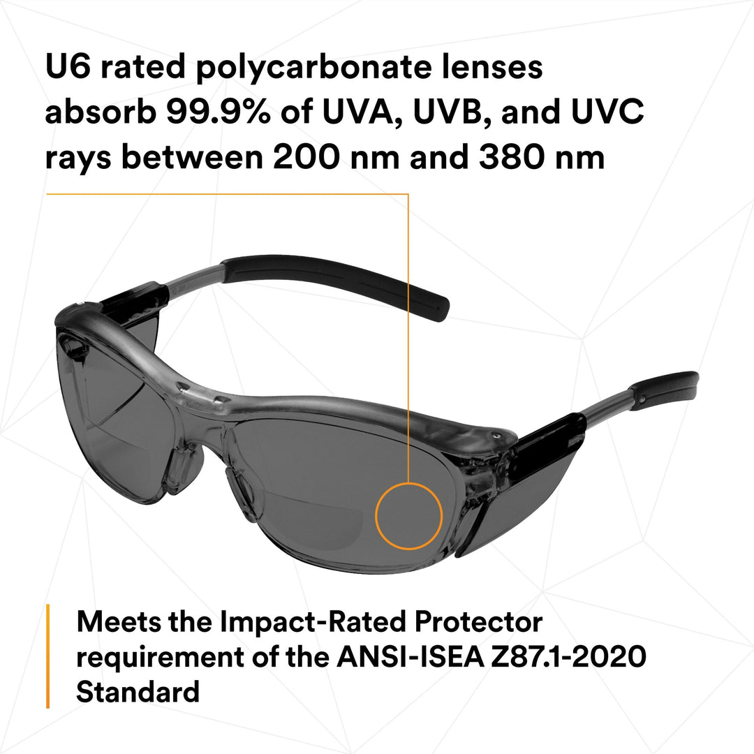 3M Nuvo Reader Protective Eyewear 11501-00000-20 Gray Lens, GrayFrame