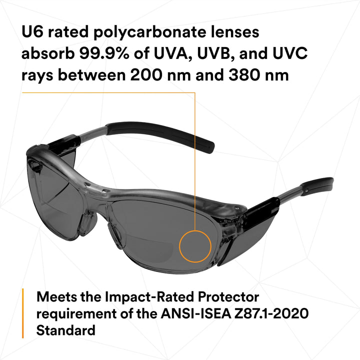 3M Nuvo Reader Protective Eyewear 11501-00000-20 Gray Lens, GrayFrame