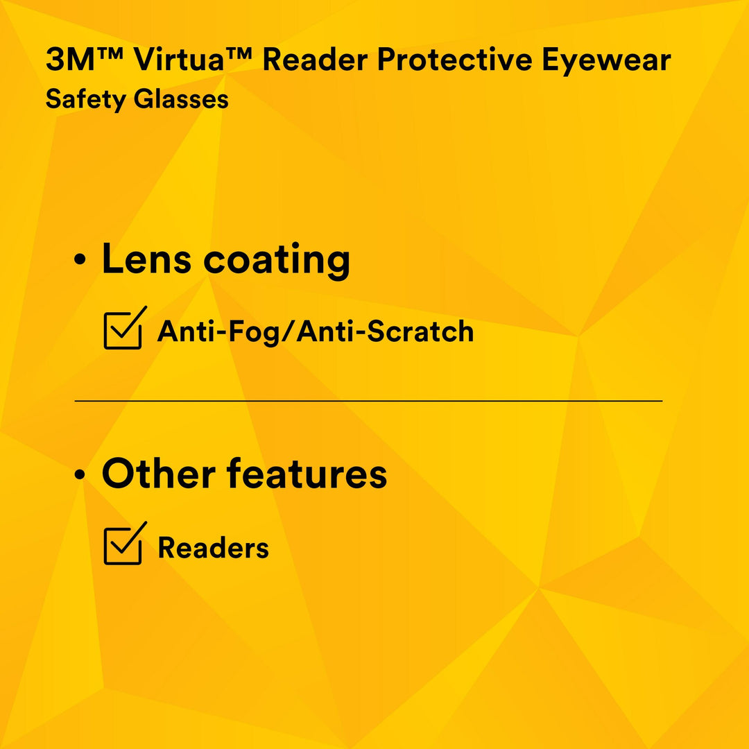 3M Virtua Reader Protective Eyewear 11513-00000-20 Clear Anti-FogLens