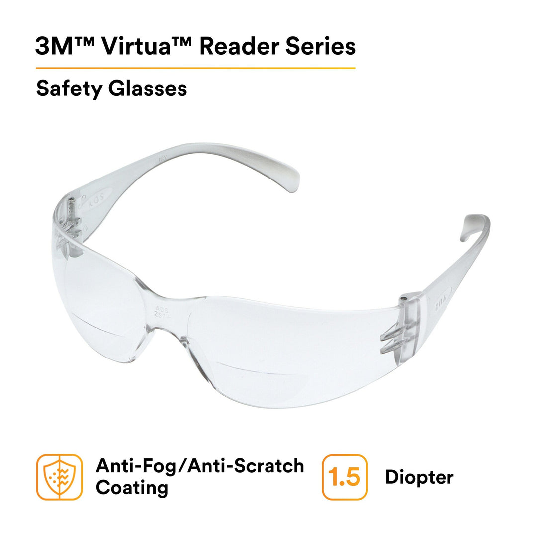 3M Virtua Reader Protective Eyewear 11513-00000-20 Clear Anti-FogLens