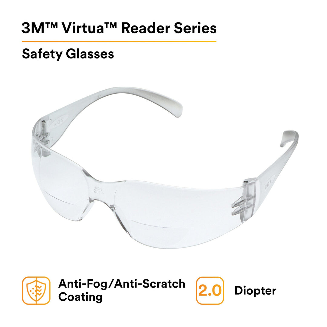 3M Virtua Reader Protective Eyewear 11514-00000-20 Clear Anti-FogLens
