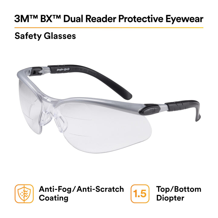 3M BX Dual Reader Protective Eyewear 11457-00000-20, Clear Anti-Fog
Lens