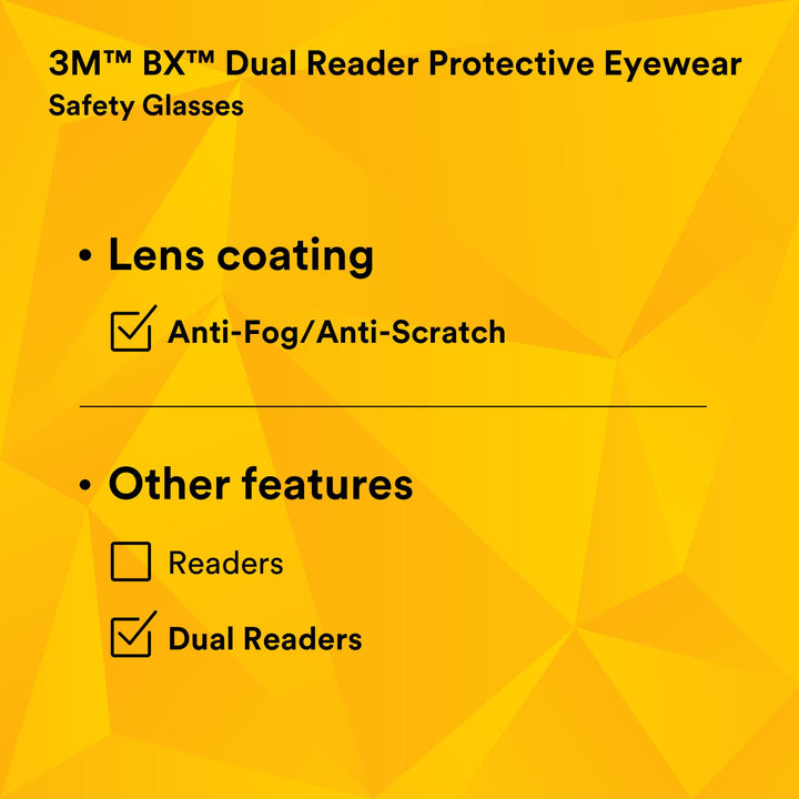 3M BX Dual Reader Protective Eyewear 11459-00000-20, Clear Anti-Fog
Lens
