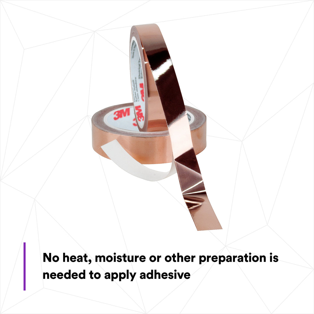 3M EMI Copper Foil Shielding Tape 1181, 1/2 in x 18 yd (12.70 mm x 16.5
m)