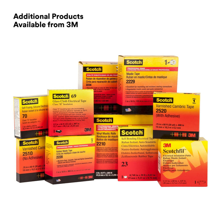 Scotch® Varnished Cambric Tape 2510, 2 in x 36 yd, Yellow, 4
rolls/carton