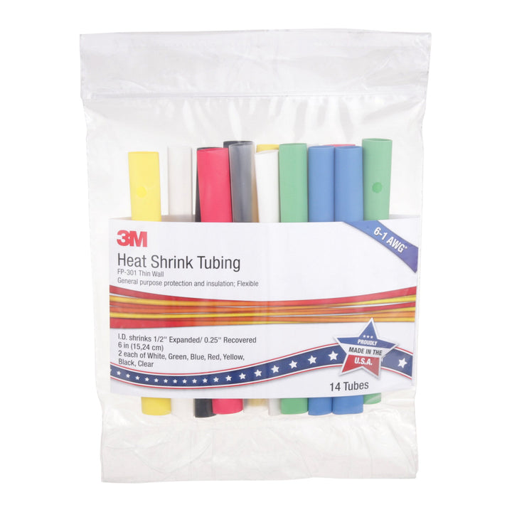 3M Heat Shrink Tubing Assortment Pack FP-301-1/2-Assort: 6 in lengthpieces