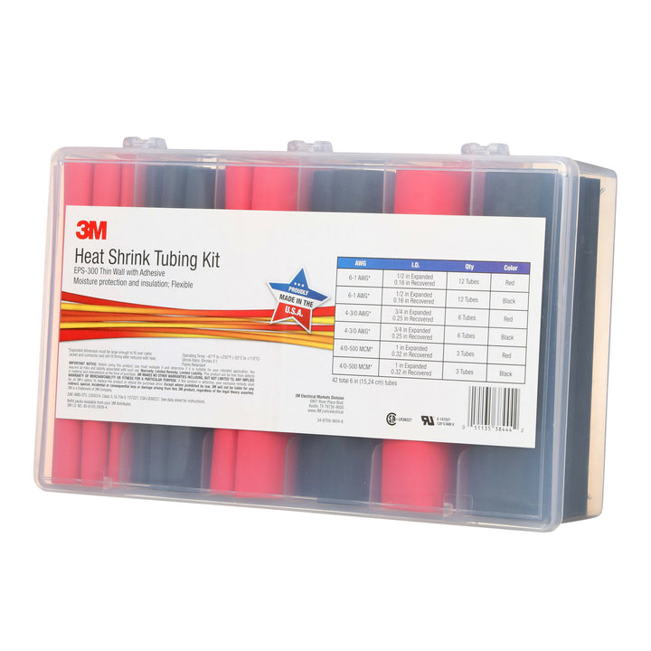 3M Thin-Wall Heat Shrink Tubing EPS-300, Adhesive-Lined, black/red