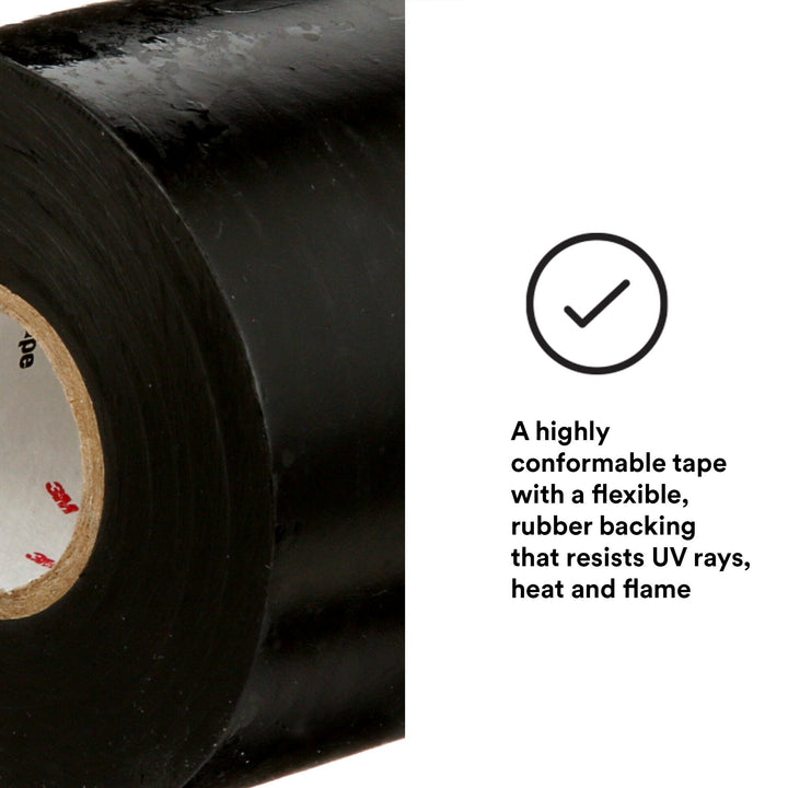 3M Linerless Electrical Rubber Tape 2242, 2 in x 15 ft, 1 in core,
Black