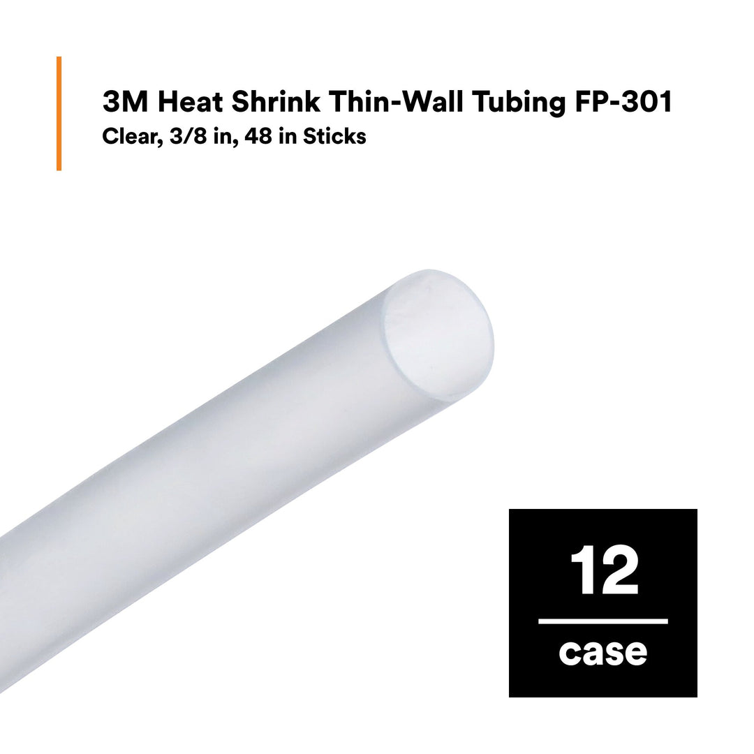3M Heat Shrink Thin-Wall Tubing FP-301-3/8-Clear-48