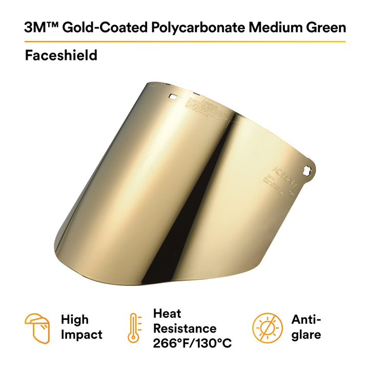 3M Gold-coated Polycarbonate Medium Green Faceshield Window WCP96BG