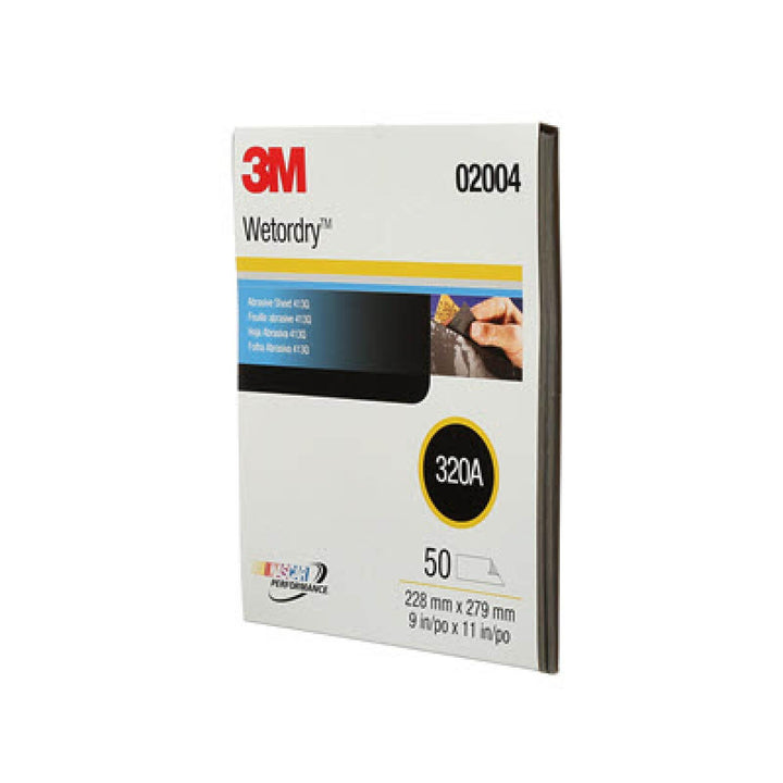 3M Wetordry Abrasive Sheet 413Q, 02004, 320, 9 in x 11 in, 50 sheets
per carton
