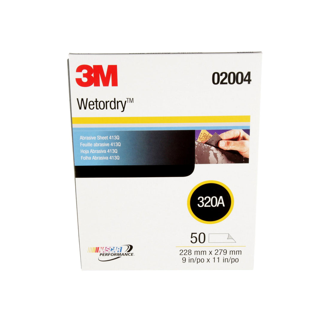 3M Wetordry Abrasive Sheet 413Q, 02004, 320, 9 in x 11 in, 50 sheets
per carton