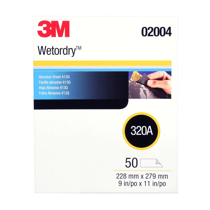 3M Wetordry Abrasive Sheet 413Q, 02004, 320, 9 in x 11 in, 50 sheets
per carton