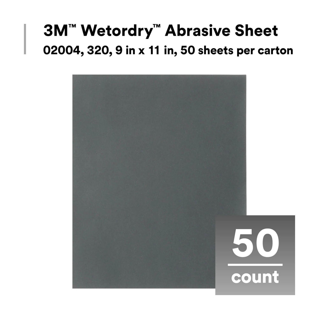 3M Wetordry Abrasive Sheet 413Q, 02004, 320, 9 in x 11 in, 50 sheets
per carton