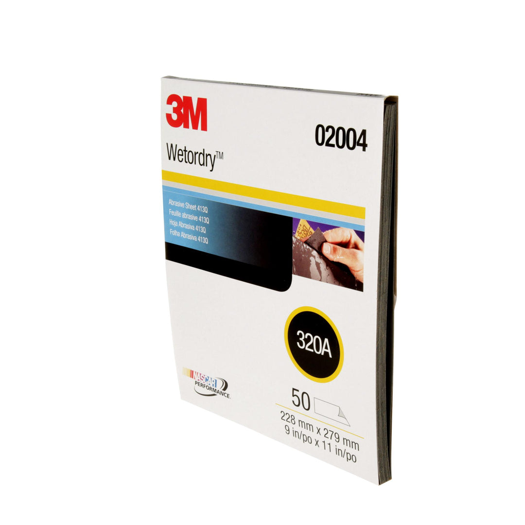 3M Wetordry Abrasive Sheet 413Q, 02004, 320, 9 in x 11 in, 50 sheets
per carton