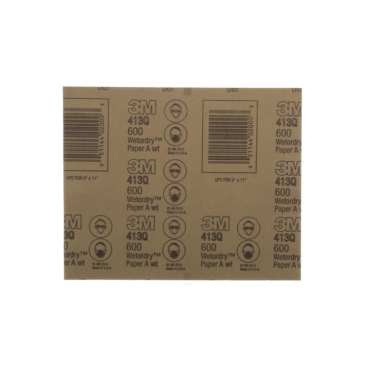 3M Wetordry Abrasive Sheet 413Q, 02000, 600, 9 in x 11 in, 50 sheetsper carton