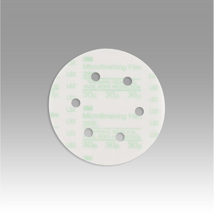 3M Microfinishing PSA Film Disc 268L, 30 Mic 3MIL, Type D, 6 in x NH,D/F 6HL