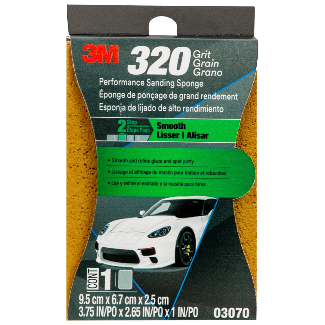 3M Performance Sanding Sponge, 03070, 1 inch x 2-5/8 inch, 320 Grit