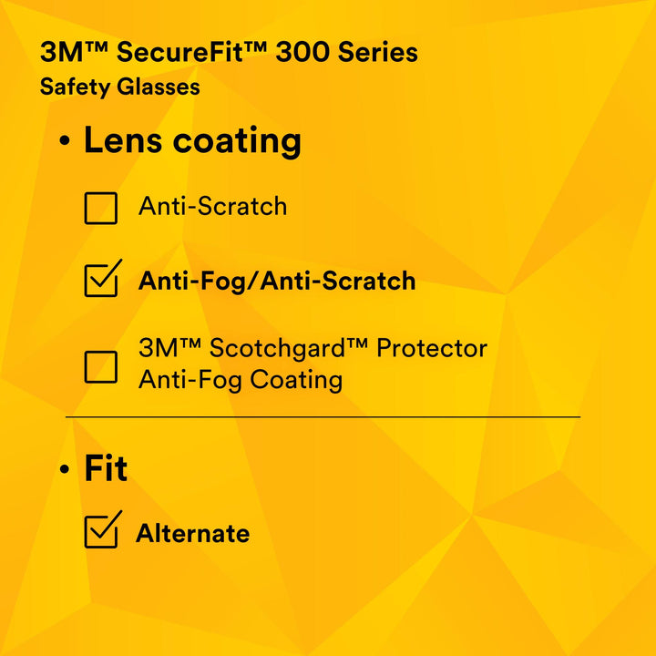 3M SecureFit Protective Eyewear SF301AF, Clear Lens