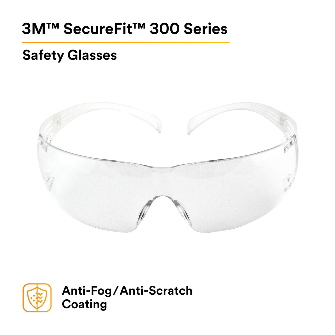 3M SecureFit Protective Eyewear SF301AF, Clear Lens