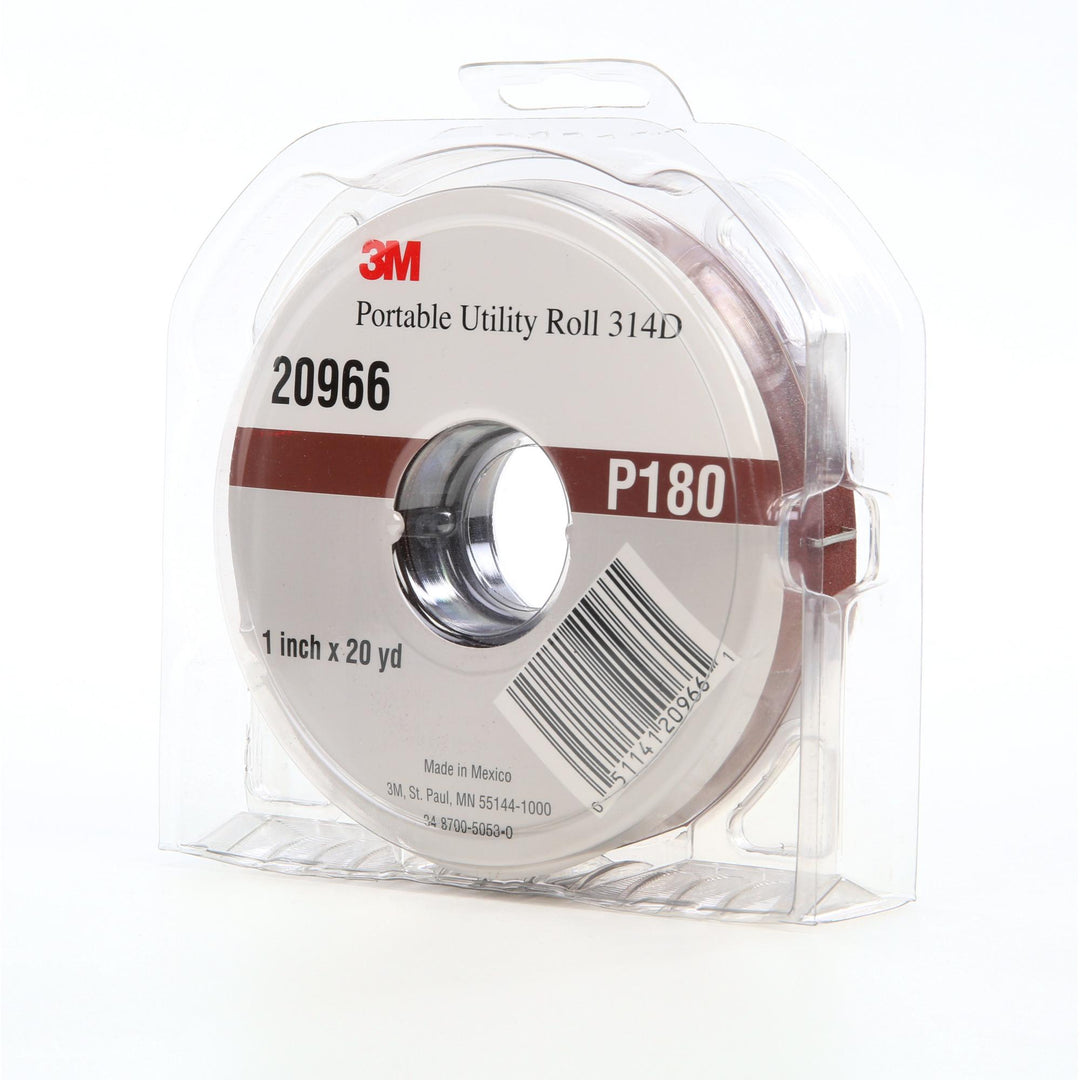 3M Portable Utility Cloth Roll 314D, P180 J-weight, 1 in x 20 yd