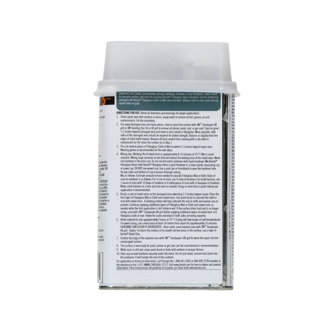 Bondo® Fiberglass Resin, 00401, 0.9 Pint