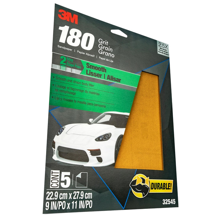 3M Sandpaper, 32545, 180 Grit, 9 in x 11 in