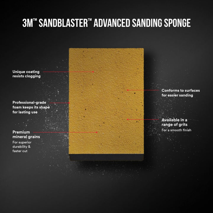 3M SandBlaster Advanced Sanding Sanding Sponge, 20907-220 ,220 grit