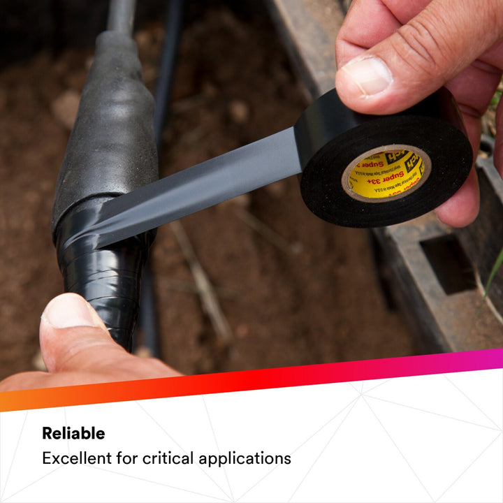 Scotch® Super 33+ Vinyl Electrical Tape, 3/4 in x 44 ft, Black, 10
rolls/carton