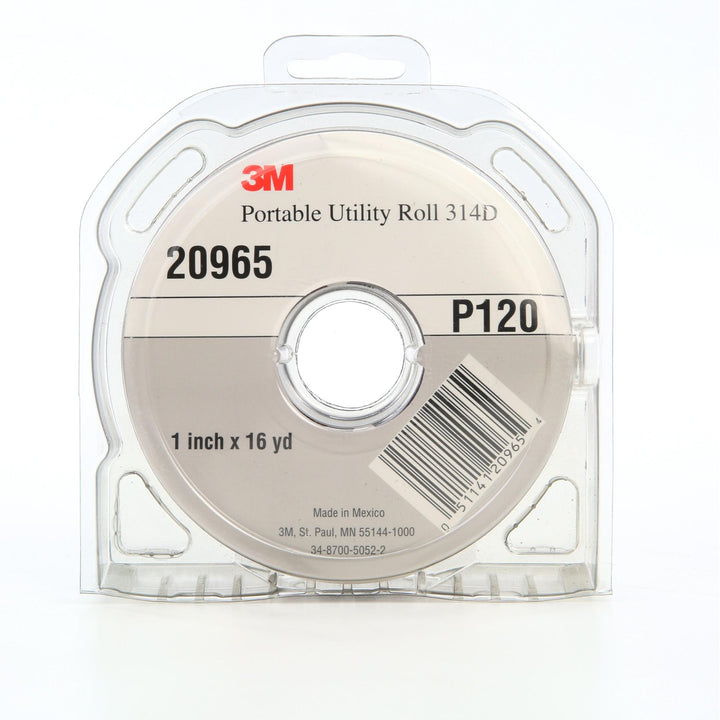 3M Portable Utility Cloth Roll 314D, P120 J-weight, 1 in x 16 yd
