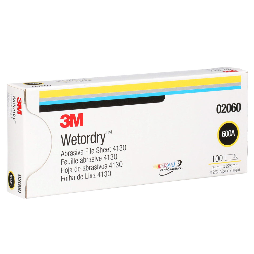 3M Wetordry Abrasive Sheet 413Q, 02060, 600, 3 2/3 in x 9 in, 100
Sheets/Carton