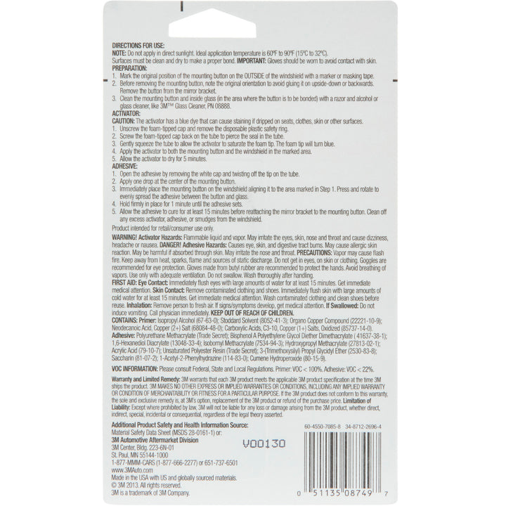 3M High Bond Rearview Mirror Adhesive, 08749, 0.02 fl oz