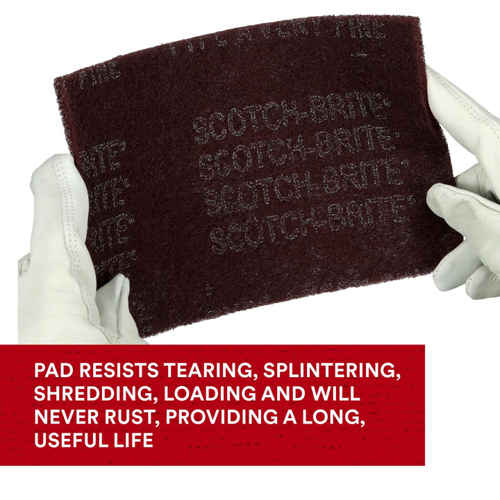 Scotch-Brite Hand Pad 7447, HP-HP, A/O Very Fine, Maroon,6 in x 9 in