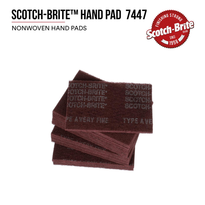 Scotch-Brite Hand Pad 7447, HP-HP, A/O Very Fine, Maroon,6 in x 9 in