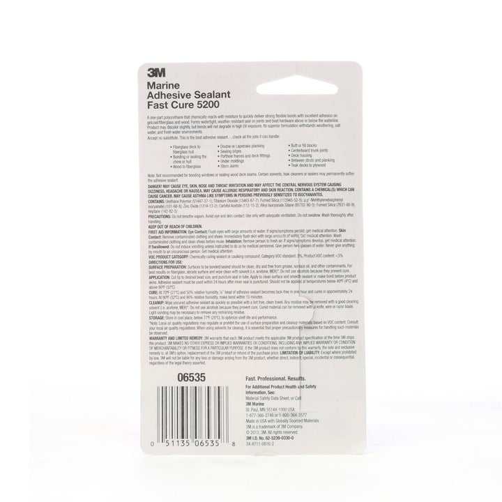3M Marine Adhesive Sealant 5200FC, Fast Cure, White, 1 oz Tube