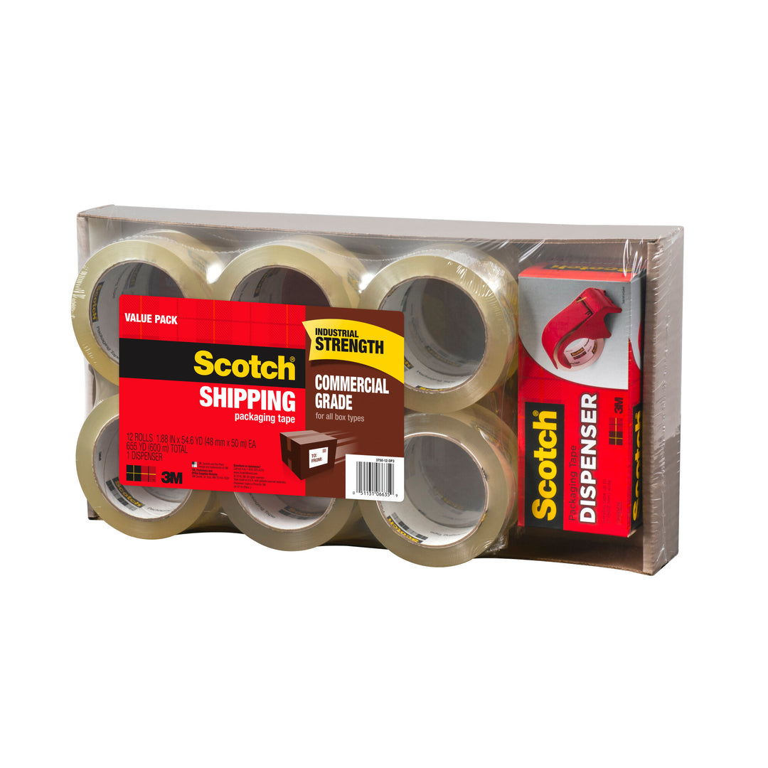 Scotch® Commercial Grade Shipping Packaging Tape 3750-12-DP3