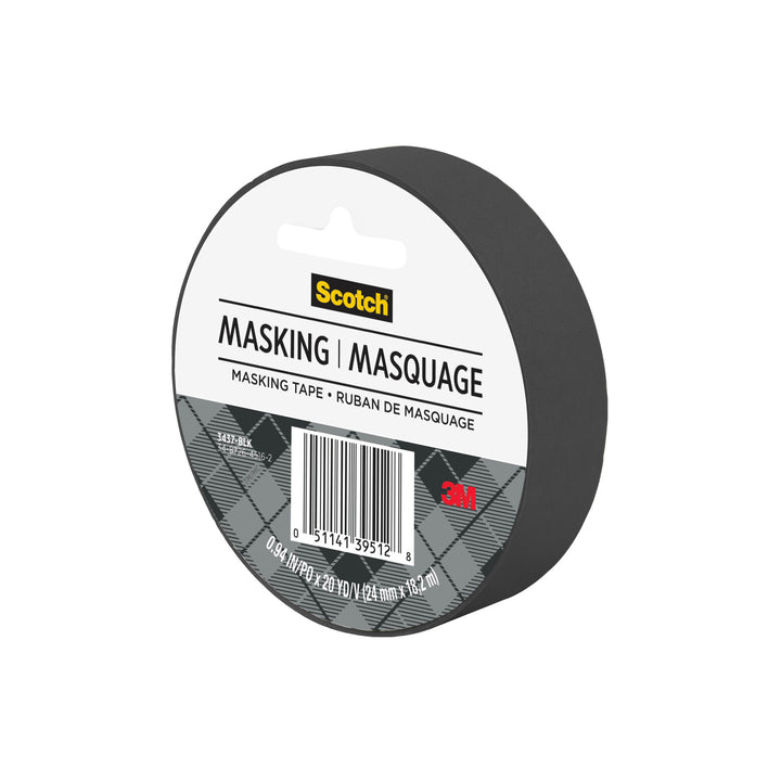 Scotch® Expressions Masking Tape 3437-BLK, .94 in x 20 yd (24 mm x 18,2m) Black