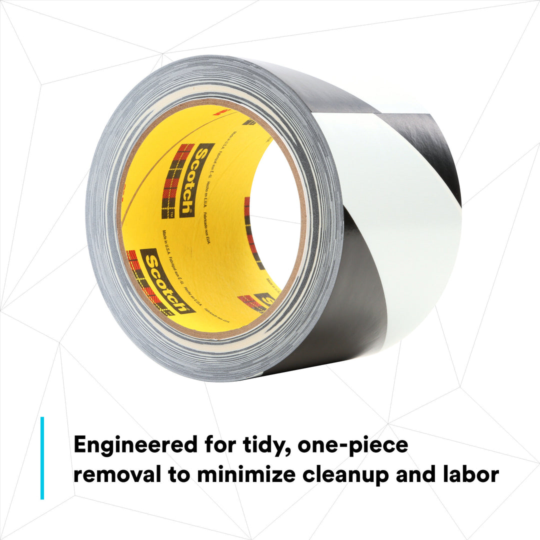 3M Safety Stripe Vinyl Tape 5700, Black/White, 2 in x 36 yd, 5.4 mil